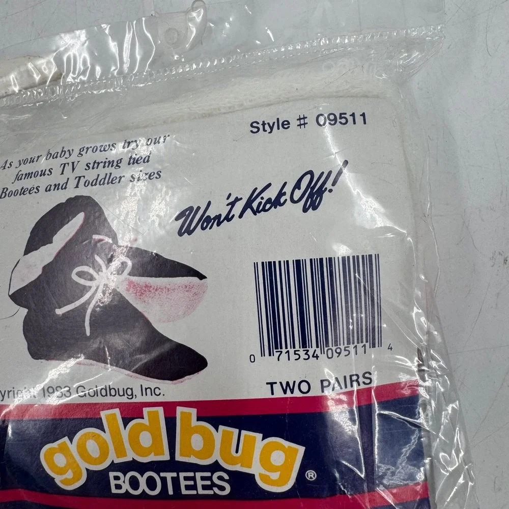 Vintage Goldbug Bootee Socks 2 Pair Pack Baby Infant 0-9 Months 12-24 Months NOS